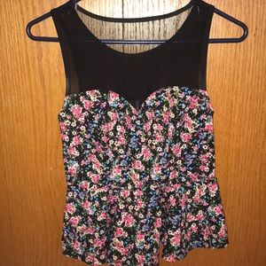 Mesh and floral top